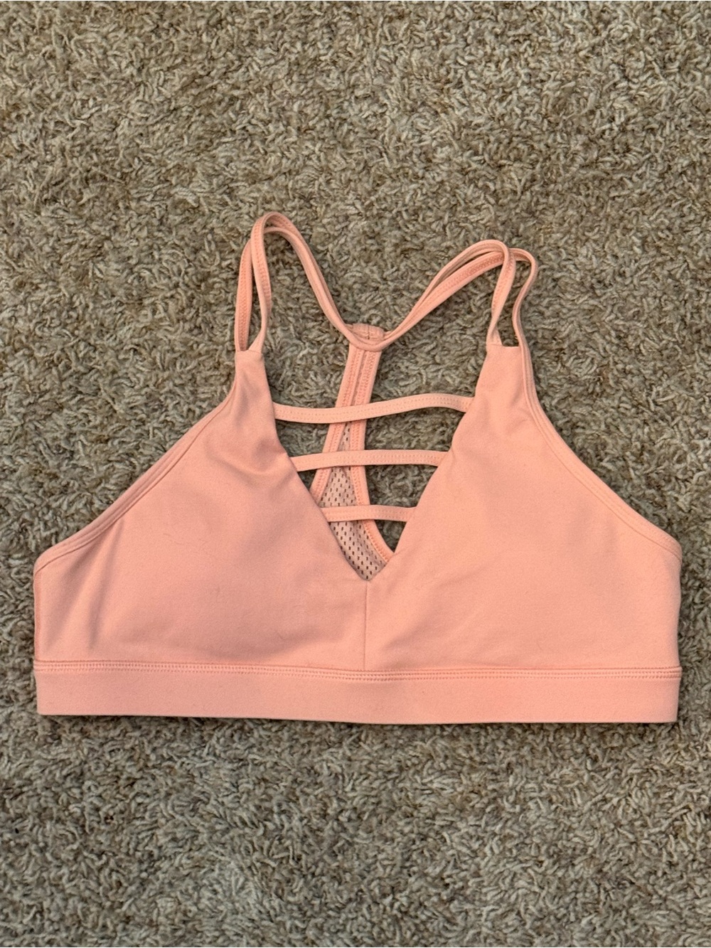 ZYIA Peach Strappy V-Neck Sports Bra